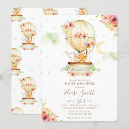 Luftballong Baby Shower Animals Gender Neutral Inbjudningar