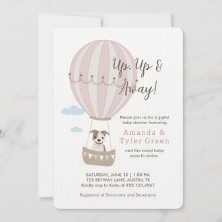 Luftballong Baby Shower Inbjudan med Cute Hund