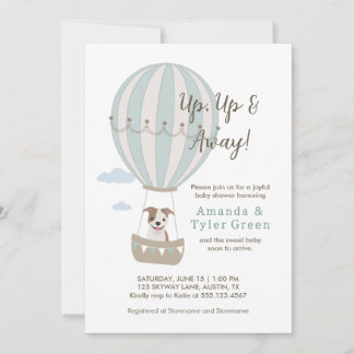 Luftballong Baby Shower Inbjudan med Cute Hund
