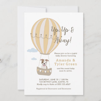 Luftballong Baby Shower Inbjudan med Cute Hund