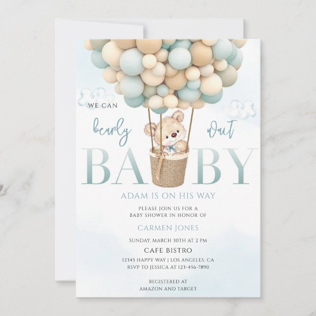 Luftballong Baby Shower Inbjudningar (Framsida)