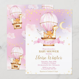 Luftballong Baby Shower Jungle Animals Girl Inbjudningar