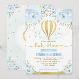 Luftballong Baby Shower Pastel Blue-Blommigt Inbjudningar