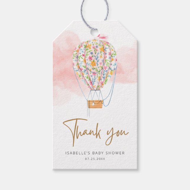 Luftballong Baby Shower Presentetikett (Framsidan)
