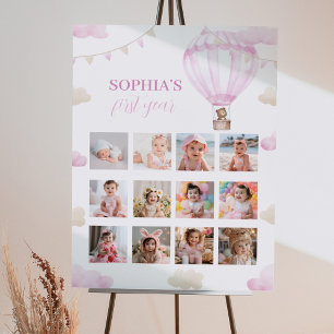 Luftballong Birthday 12 Photo Milestone Poster