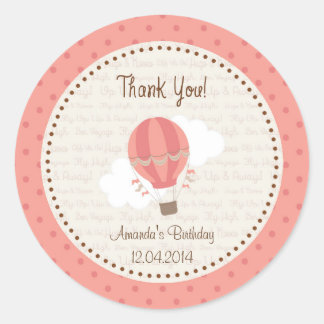 Luftballong Birthday Sticker Rosa Runt Klistermärke
