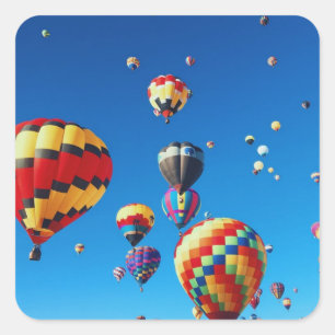 luftballong Blå himmel Fyrkantigt Klistermärke