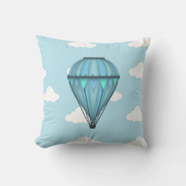 Luftballong Blå himmel med moln Kudde