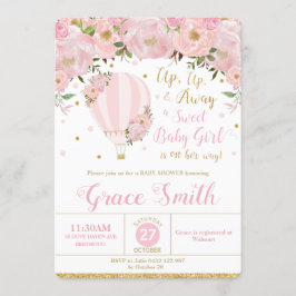 Luftballong Blommigt Baby Shower Flicka Inbjudningar