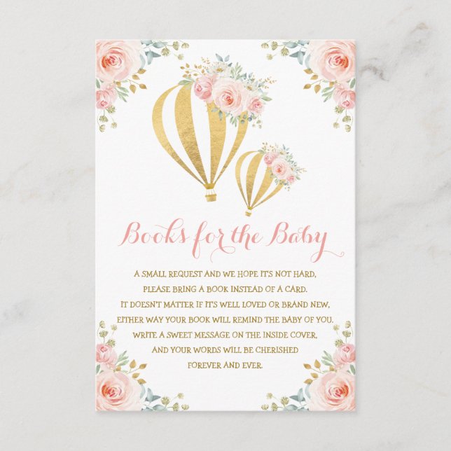 Luftballong Blommigt för  Rosa Bokar för Baby Tilläggskort (Framsida)