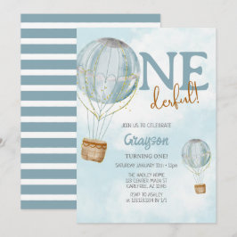 Luftballong Blue 1:a födelsedag Inbjudningar