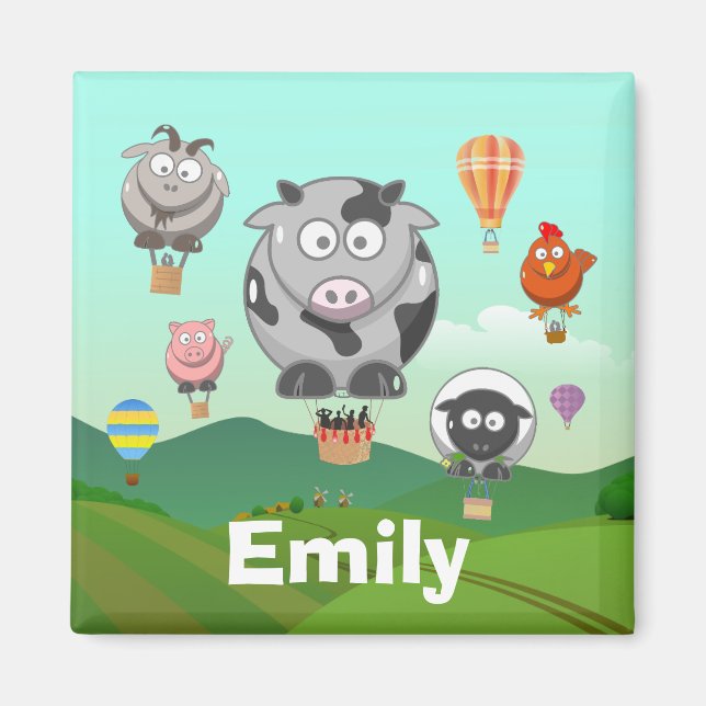 Luftballong Boskap Personlig Kids Magnet (Framsidan)