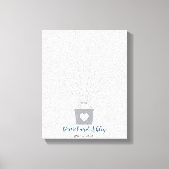 Luftballong Bröllop fingeravtrycksgäst Bok Canvastryck (Framsida)