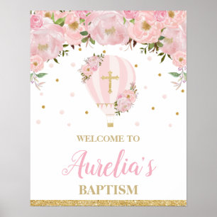 Luftballong Christening Baptism Välkommen Poster