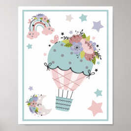 Luftballong Cloud, Rainbow, Måne Art Print Set Poster