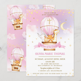 Luftballong Cute Animals Baptism Christening Inbjudningar
