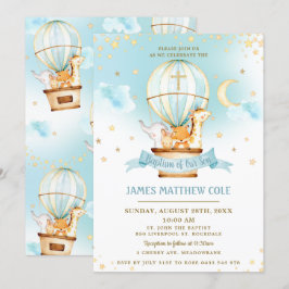 Luftballong Cute Animals Baptism Christening Inbjudningar