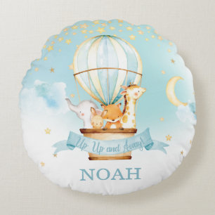 Luftballong Cute Animals Boy Nursery Decor Rund Kudde