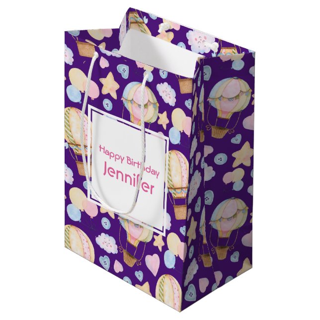 Luftballong Cute Watercolor Mönster Birthday (Framsidan Vinklad)