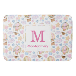 Luftballong Cute Watercolor Mönster Monogram Badrumsmatta