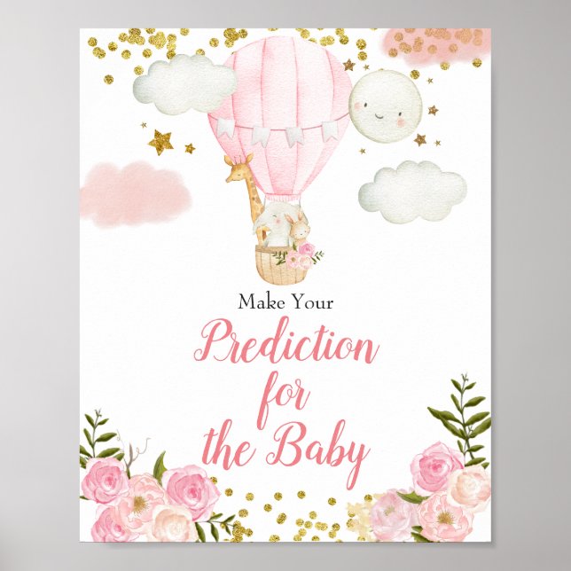 Luftballong djungelns djurförutsägelser för baby poster (Framsidan)