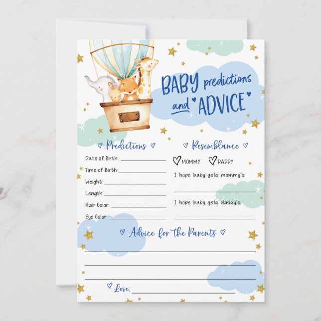 Luftballong djur inbjudningar (Framsida)