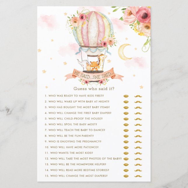 Luftballong Djuren sa att hon sa Baby Game (Framsida)