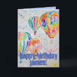 luftballong Färgmålning på dagskort Kort<br><div class="desc">luftballong Watercolor Painting Birthday Card. Designade från ett av mina originalfoton från trädgården och min originalskrift,  njut!</div>