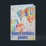 luftballong Färgmålning på dagskort Kort<br><div class="desc">luftballong Watercolor Painting Birthday Card. Designade från ett av mina originalfoton från trädgården och min originalskrift,  njut!</div>
