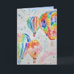 luftballong Färgmålning på dagskort Kort<br><div class="desc">luftballong Watercolor Painting Birthday Card. Designade från ett av mina originalfoton från trädgården och min originalskrift,  njut!</div>