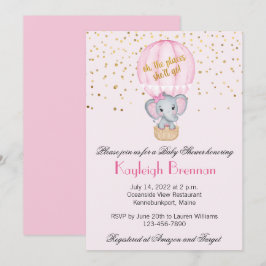 Luftballong Flicka Elephant Baby Shower Inbjudningar