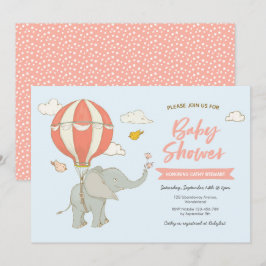 Luftballong för baby showerinbjudanelefant inbjudningar