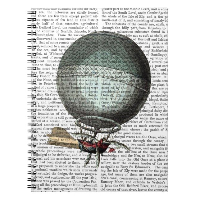 Luftballong för Blankard-Vintage Anteckningsbok Med Spiral (Framsidan)