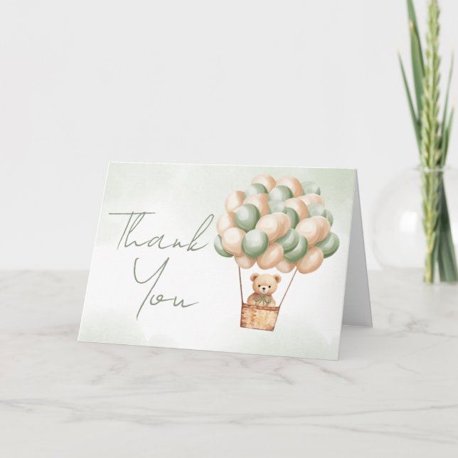 Luftballong för Grönt för tidig väntan Tack Kort (Framsida)