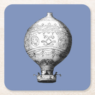 Luftballong för Montgolfier Vintage Underlägg Papper Kvadrat