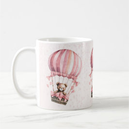 Luftballong för Nalle av vattenfärgen Cute Rosa Kaffemugg