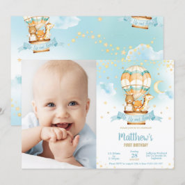 Luftballong Foto på dagtid för Cute Baby djur Inbjudningar