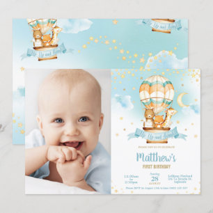 Luftballong Foto på dagtid för Cute Baby djur Inbjudningar