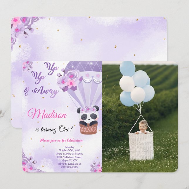 Luftballong Fotoinbjudningar Inbjudningar (Fram/baksida)