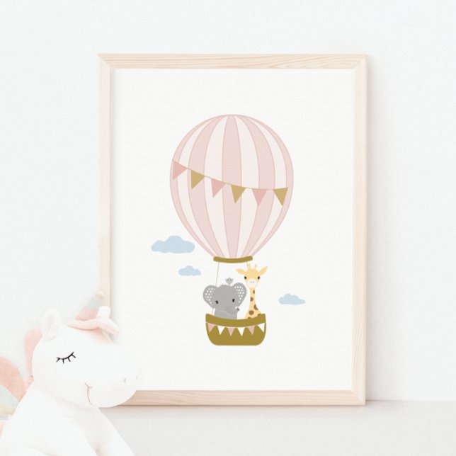 Luftballong Giraffe & Elephant Nursery Poster (Skapare uppladdad)