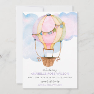 Luftballong Girl Photo Birth Notice Meddelande