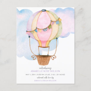 Luftballong Girl Photo Birth Notice Vykort