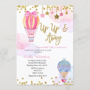 Luftballong Glitter Star Girl Baby Shower Inbjudningar