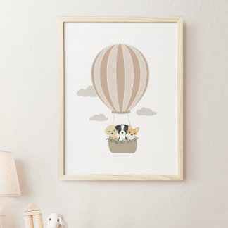 Luftballong Hundar Boho Nursery & Kids Poster