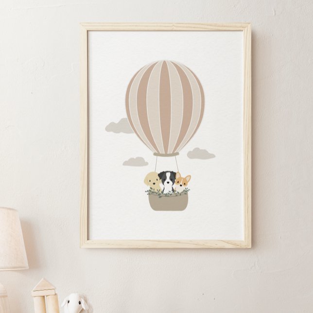 Luftballong Hundar Boho Nursery & Kids Poster (Skapare uppladdad)