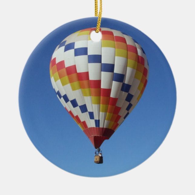 Luftballong i en blå himmel julgransprydnad keramik (Framsidan)