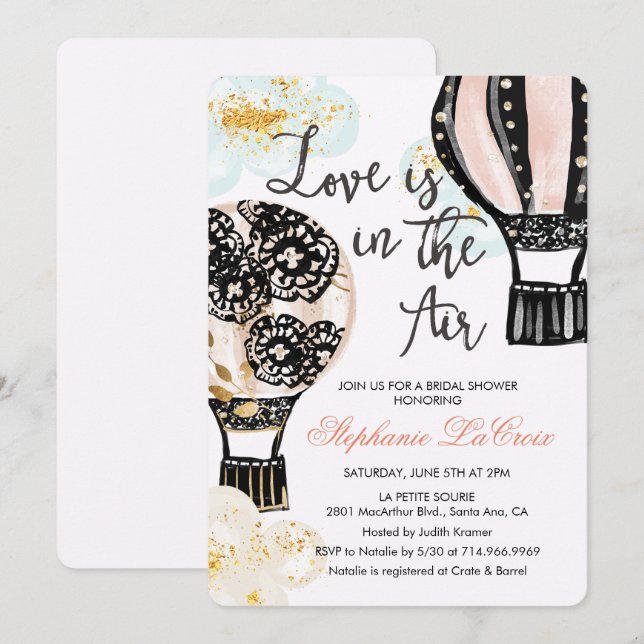 Luftballong Inbjudningskort för möhippan (Fram/baksida)