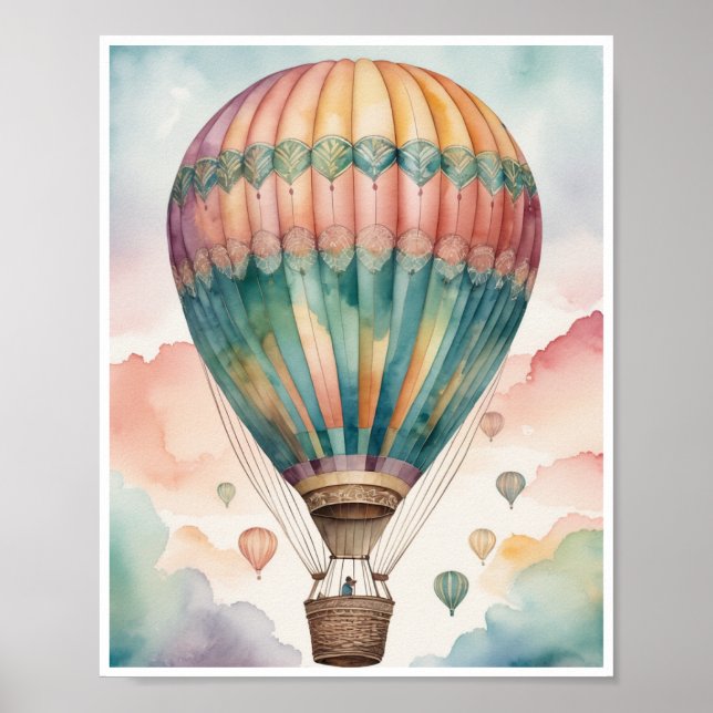 Luftballong mönster vibrerar färg Wall Art Poster (Framsidan)