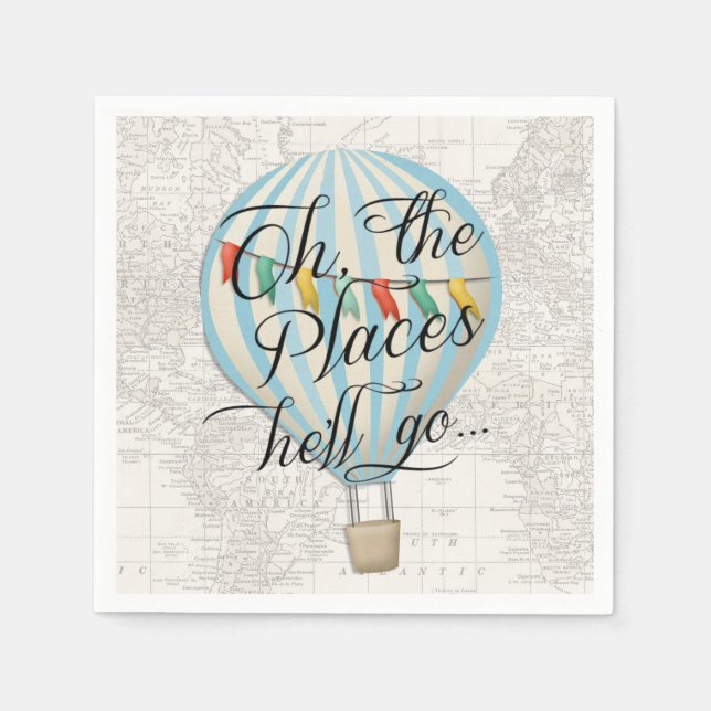 Luftballong Napkin Baby Shower Boy Pappersservett (Framsidan)