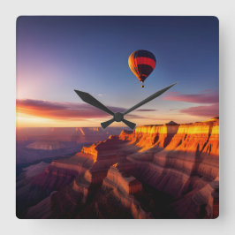 Luftballong Over Grand Canyon Fyrkantig Klocka